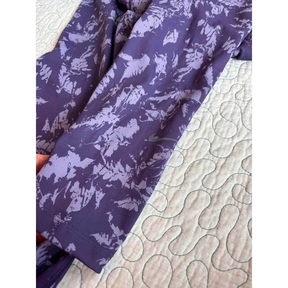 Nike One Dri-FIT Womens High Rise 7/8‎ Purple Abstract Print Leggings Small